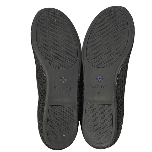 Rothys Womens Black round Toe knit ballet Flats shoes W6 neutral comfort - Picture 7 of 9